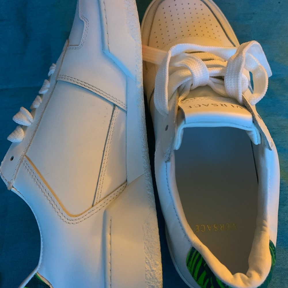 All white Versace sneakers